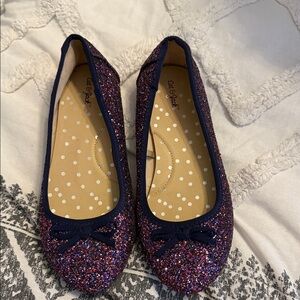 Cat & Jack Purple Glitter Slip on Shoes Little Girl size 2